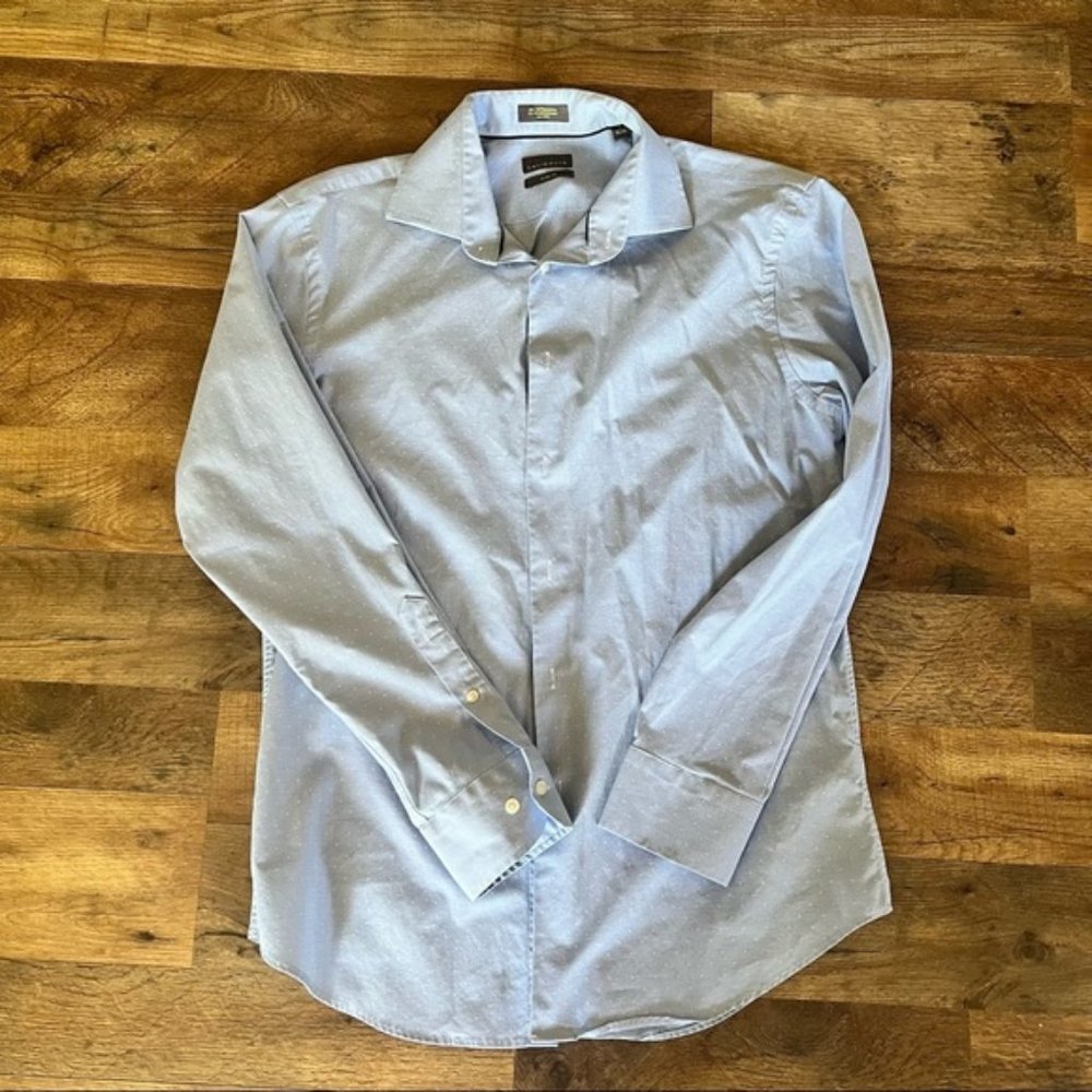 Mens trim fit polka dot button up shirt